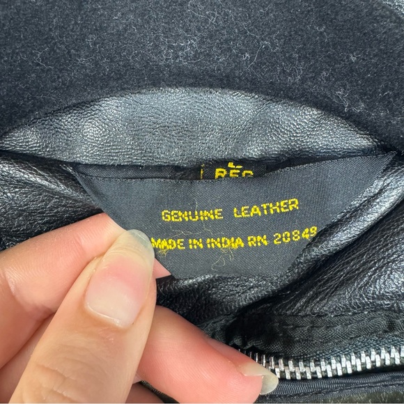 Vintage Phase Two 2 Black Leather Pea Coat Blazer Neutral y2k retro Fur lined - Picture 5 of 6